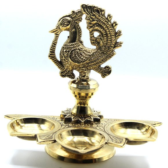 Handmade Solid Brass Peacock Tabletop 3 Tealight Candle holder Centerpiece Decor - Picture 11 of 12